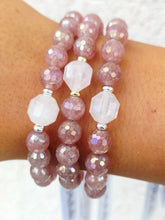 Load image into Gallery viewer, Rose Quartz Prism on Strawberry Quartz Beaded Bracelet - Elena Michele