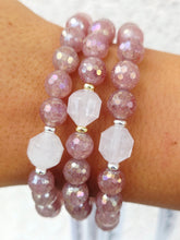 Load image into Gallery viewer, Rose Quartz Prism on Strawberry Quartz Beaded Bracelet - Elena Michele