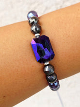 Load image into Gallery viewer, Purple AB Rectangle Crystal on Mystic Amethyst Beaded Bracelet - Elena Michele