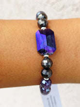 Load image into Gallery viewer, Purple AB Rectangle Crystal on Mystic Amethyst Beaded Bracelet - Elena Michele