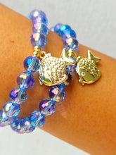 Load image into Gallery viewer, Goldfish on Blue Disco Beaded Bracelet - Elena Michele