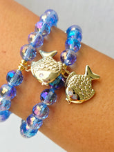 Load image into Gallery viewer, Goldfish on Blue Disco Beaded Bracelet - Elena Michele