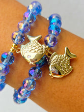 Load image into Gallery viewer, Goldfish on Blue Disco Beaded Bracelet - Elena Michele