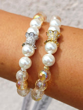 Load image into Gallery viewer, Vintage Pave Center on Citrine, Mother of Pearl Beaded Bracelet - Elena Michele