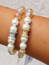 Load image into Gallery viewer, Vintage Pave Center on Citrine, Mother of Pearl Beaded Bracelet - Elena Michele
