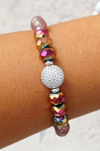 Load image into Gallery viewer, Silver Pave Coin on Strawberry Quartz Beaded Bracelet - Elena Michele