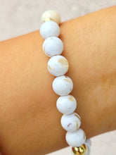 Load image into Gallery viewer, Pave Ball &amp; Moonstone on White Mother of Pearl Shell Beaded Bracelet - Elena Michele