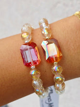Load image into Gallery viewer, Orange Rectangle Crystal on Pearl with Citrine Beaded Bracelet - Elena Michele