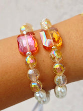 Load image into Gallery viewer, Orange Rectangle Crystal on Pearl with Citrine Beaded Bracelet - Elena Michele