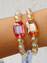 Load image into Gallery viewer, Orange Rectangle Crystal on Pearl with Citrine Beaded Bracelet - Elena Michele