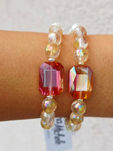Load image into Gallery viewer, Orange Rectangle Crystal on Pearl with Citrine Beaded Bracelet - Elena Michele