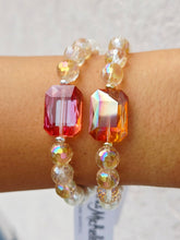 Load image into Gallery viewer, Orange Rectangle Crystal on Pearl with Citrine Beaded Bracelet - Elena Michele