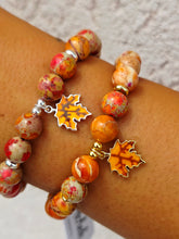 Load image into Gallery viewer, Leaf on Orange Imperial Jasper Beaded Bracelet - Elena Michele