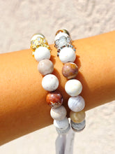Load image into Gallery viewer, Vintage Pave Center on White Jasper Beaded Bracelet - Elena Michele
