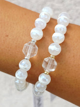 Load image into Gallery viewer, Quartz Prism on Mystic DZI White Agate Beaded Bracelet - Elena Michele