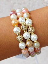 Load image into Gallery viewer, Pave Ball &amp; Pearl on Mystic Rutilated Quartz Beaded Bracelet - Elena Michele