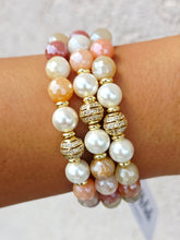 Load image into Gallery viewer, Pave Ball &amp; Pearl on Mystic Rutilated Quartz Beaded Bracelet - Elena Michele