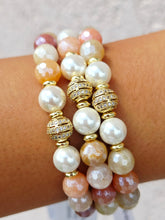 Load image into Gallery viewer, Pave Ball &amp; Pearl on Mystic Rutilated Quartz Beaded Bracelet - Elena Michele
