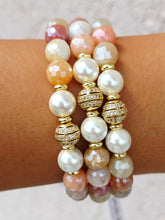 Load image into Gallery viewer, Pave Ball &amp; Pearl on Mystic Rutilated Quartz Beaded Bracelet - Elena Michele