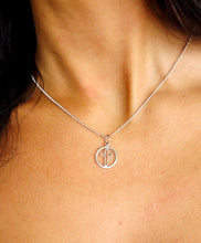 Load image into Gallery viewer, Cross in a Circle &amp; Ball Chain - 14K White Gold
