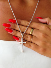 Load image into Gallery viewer, Solid Plain Cross &amp; Necklace - Sterling Silver