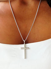 Load image into Gallery viewer, Solid Plain Cross &amp; Necklace - Sterling Silver