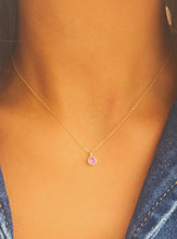 Load image into Gallery viewer, 14K Created Pink Sapphire October Birthstone Necklace