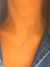 Load image into Gallery viewer, 14K Created Pink Sapphire October Birthstone Necklace