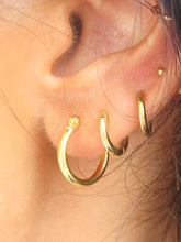 Load image into Gallery viewer, Gold Over Sterling Silver Hoops