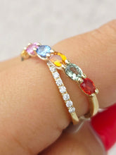 Load image into Gallery viewer, Multicolor Sapphire Crossover Ring - 14K Yellow Gold