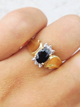 Load image into Gallery viewer, Oval Sapphire &amp; Diamond Ring - 14K Yellow Gold - Estate