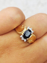 Load image into Gallery viewer, Oval Sapphire &amp; Diamond Ring - 14K Yellow Gold - Estate