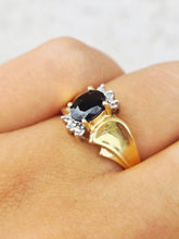 Load image into Gallery viewer, Oval Sapphire &amp; Diamond Ring - 14K Yellow Gold - Estate