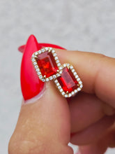 Load image into Gallery viewer, Fire Opal &amp; Diamond Stud Earrings - 18K Yellow Gold