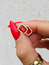 Load image into Gallery viewer, Fire Opal &amp; Diamond Stud Earrings - 18K Yellow Gold