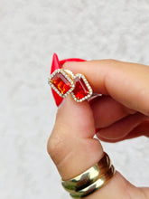 Load image into Gallery viewer, Fire Opal &amp; Diamond Stud Earrings - 18K Yellow Gold