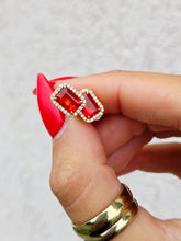 Load image into Gallery viewer, Fire Opal &amp; Diamond Stud Earrings - 18K Yellow Gold