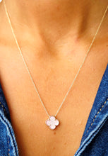 Load image into Gallery viewer, 14K Yellow Gold Italian Pink Mother of Pearl Clover Necklace with 16"-18" extender