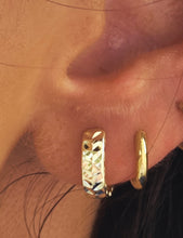 Load image into Gallery viewer, 14K Yellow Gold Textured Huggies