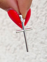Load image into Gallery viewer, 14K White Gold Diamond Cut/ Polished Reversible Cross