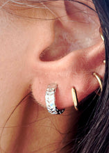 Load image into Gallery viewer, 14K White Gold Textured Huggies