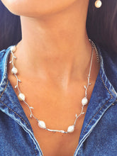 Load image into Gallery viewer, Wavy Wire Pearl Necklace - Sterling Silver