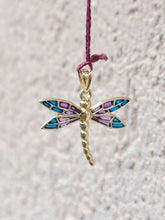 Load image into Gallery viewer, Dragonfly "Stained Glass" Charm - 10K Yellow Gold