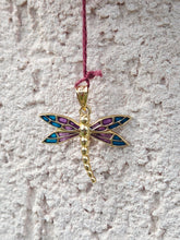 Load image into Gallery viewer, Dragonfly "Stained Glass" Charm - 10K Yellow Gold