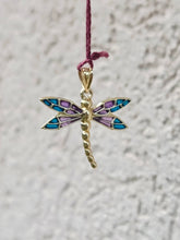 Load image into Gallery viewer, Dragonfly "Stained Glass" Charm - 10K Yellow Gold