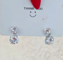Load image into Gallery viewer, CZ Drop Stud Earrings - Sterling Silver
