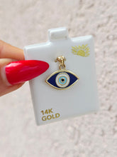 Load image into Gallery viewer, Gold Enamel Evil Eye Charm - 14K Yellow Gold