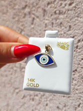 Load image into Gallery viewer, Gold Enamel Evil Eye Charm - 14K Yellow Gold
