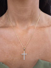 Load image into Gallery viewer, CZ Gold Plated Cross on Gold Plated Cable Chain - Adjustable - Gold Plated Sterling Silver
