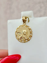 Load image into Gallery viewer, Gold Cherub with Filigree Frame Charm - 14K Yellow Gold